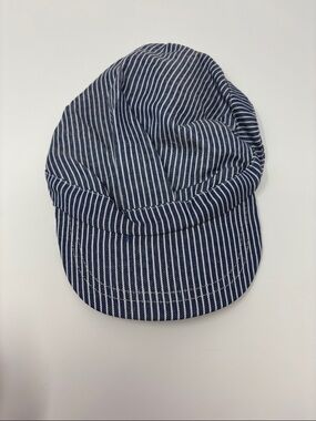 Striped Navy Blue and White Cotton Cap train conductor hat kids costume